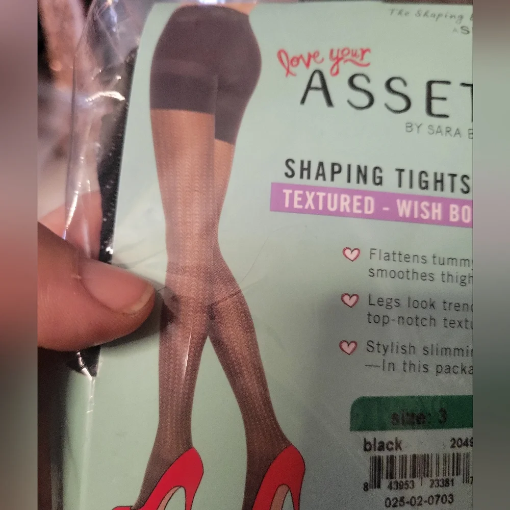 Assets by‎ Spanx Black Textured Wish Bone Shaping Tights